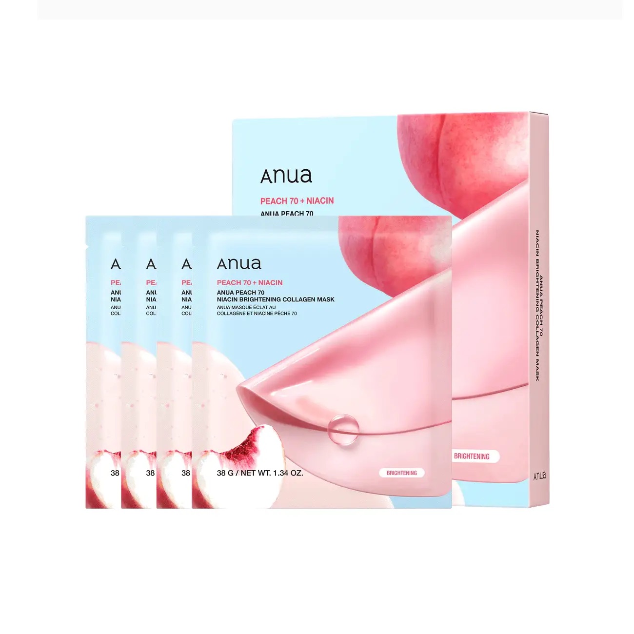 Anua Peach 70 + Niacin Brightening Collagen Mask (Set of 4)